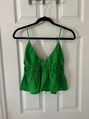 Zara Bright Green Peplum Spaghetti Strap Camisole
